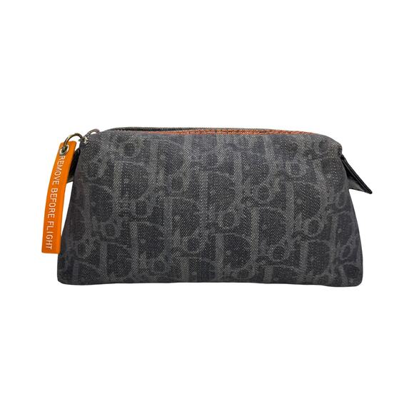 Christian Dior Homme Monogram Flight Pouch Navy Denim Orange Trim Made in Spain - Picture 4 of 14